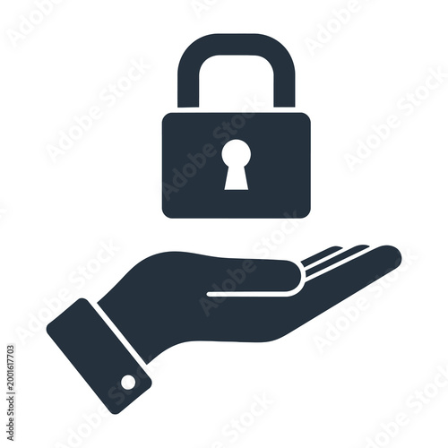 Hand holding security lock symbol