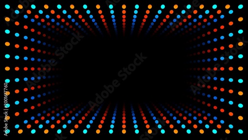 miroir led effet infini - orange et bleu - rendu 3D