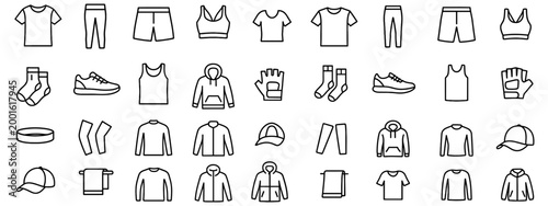 Clothing icons arranged in grid on white