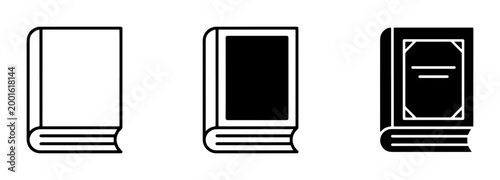 Photos Minimalist book icons set, black and white hardcover book vector illustrations,