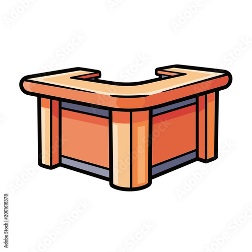 Modern reception desk, L-shaped counter design