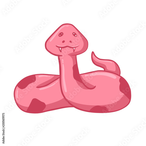 Flat Illustration of a Cartoon Snake