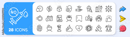 Augmented reality, Yoga mind and Battery line icons. Interest rate, AI generate, Inflation icons. Pack of Calendar, Stay home, Charging station icon. Student, Antistatic, Coronavirus pictogram. Vector