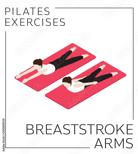 Pilates Breaststroke Arms Exercise Isometric Vector