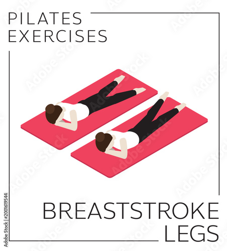 Pilates Breaststroke Legs Exercise Isometric Vector