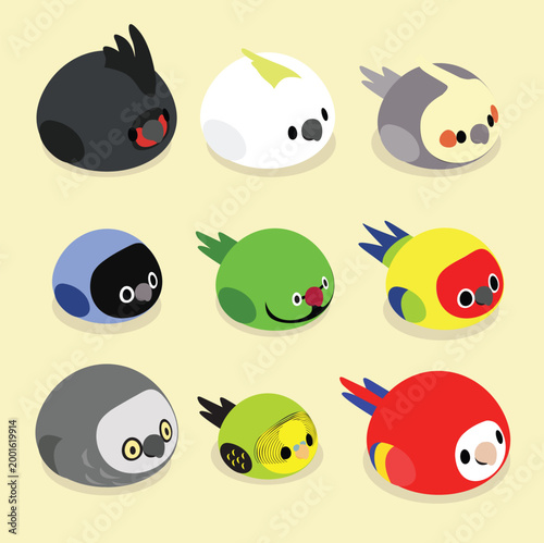 Meringue Animal Set Cute Cartoon Dessert Collection - Parrots