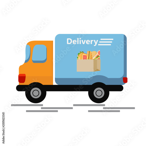 Photos Delivery truck icon fast food vector illustration design isolated