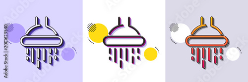 Shower line icon. Halftone dotted pattern. Gradient icon with grain shadow. Bathroom sign. Hotel service symbol. Line shower icon. Various designs. Vector