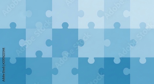 Abstract blue jigsaw puzzle pattern illustration featuring seamless interlocking pieces to represent a creative business teamwork concept and a successful solution to a complex challenge