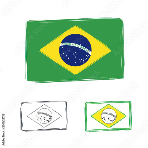 Brazilian Flag - Hand Drawn Sketch and Graphic Design