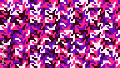 Abstract Cellular Grid Pattern with Purple and Dark Geometric Shapes - AGeometric Pattern with Tricolor Purple Palette