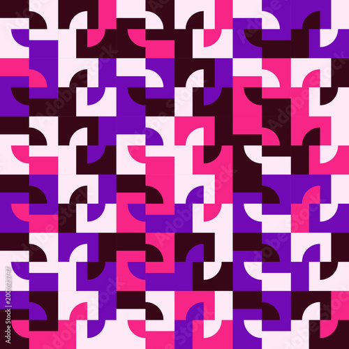 Abstract Cellular Grid Pattern with Purple and Dark Geometric Shapes - AGeometric Pattern with Tricolor Purple Palette