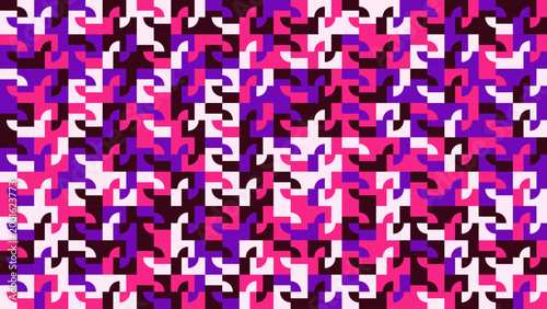 Abstract Cellular Grid Pattern with Purple and Dark Geometric Shapes - AGeometric Pattern with Tricolor Purple Palette