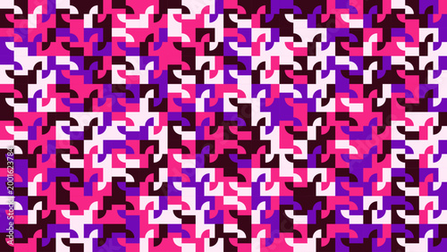 Abstract Cellular Grid Pattern with Purple and Dark Geometric Shapes - AGeometric Pattern with Tricolor Purple Palette