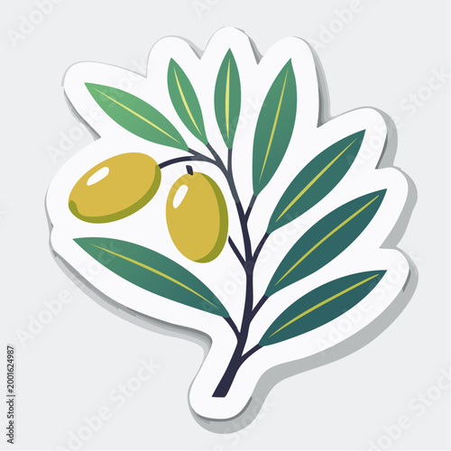 Stylized Olive Branch with Two Olives
