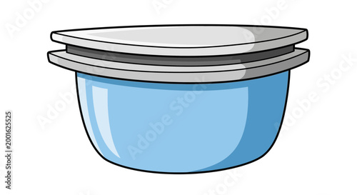 Blue glass bowl with lid, simple illustration