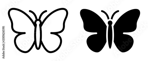 Butterfly Icons, Insect Silhouettes, Vector Graphics for Nature and Design Projects, Outline and Solid Fill Styles