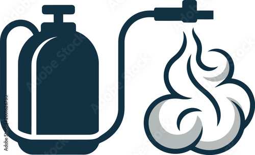 Oxygen tank and flame icon safety and emergency equipment illustration