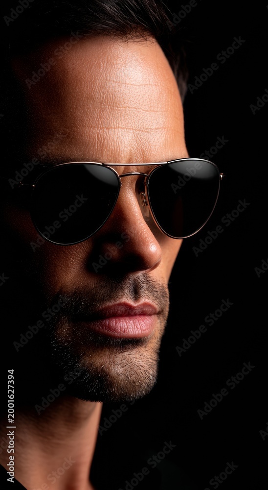 Obraz premium Intense expression of a man in stylish sunglasses