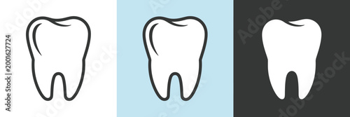 Tooth Icon Set in Outline and Solid Styles, Dental Care Symbols Collection with Minimal Line and Filled Tooth Illustrations for Healthcare, Dentistry UI Design, Medical Apps and Vector Graphics