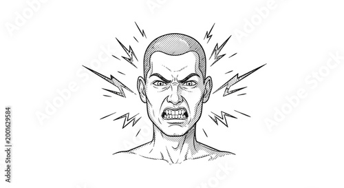 Angry man with explosive emotional outburst.