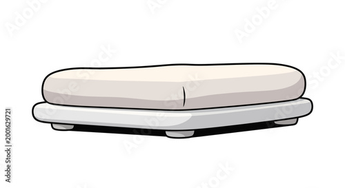 Minimalist white ottoman with plush cushion on white base