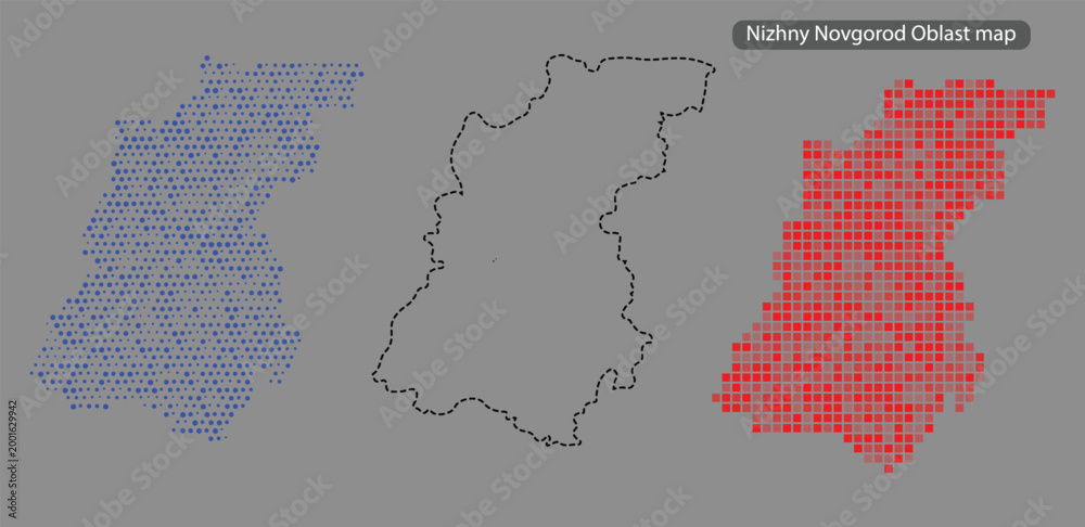 Photography Poster Nizhny novgorod oblast map in blue and red