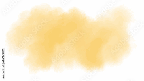 Abstract yellow watercolor stain with rough edges. Bright hand-drawn paint element for sunny and cheerful designs.