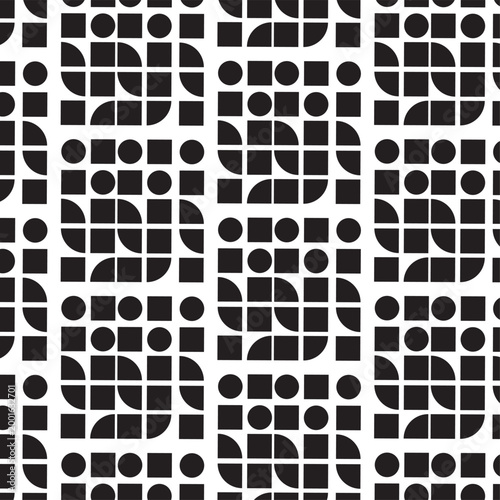 Abstract Black and White Geometric Seamless Pattern Background
