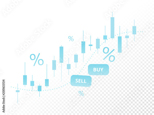 Candlestick Chart Vector Isolated on White Background for Stock Market Trading Finance and Investment Financial