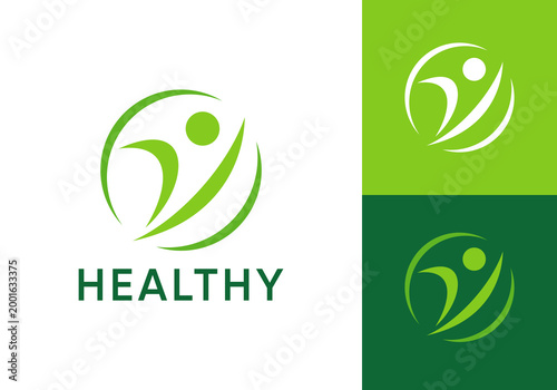 people fit health logo design concept