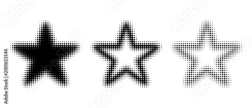 Star shape frame with halftone dot pattern creates retro pop art effect. Black gradient texture with spotted border adds vintage comic book style to modern designs.