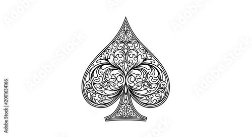 Ornate Ace of Spades Symbol - Vintage Playing Card Design