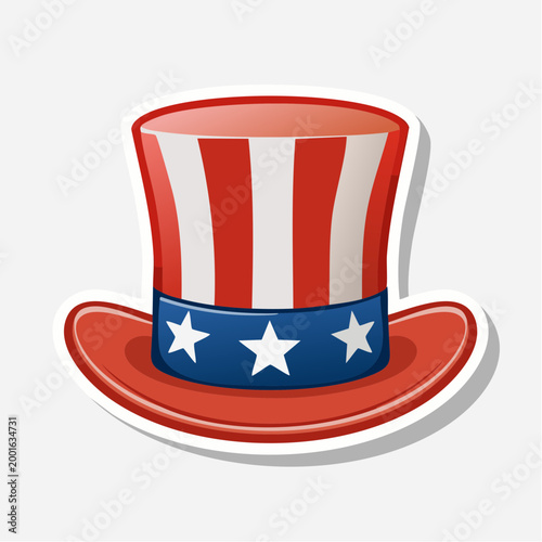 Uncle Sam Hat with American Flag Colors and Stars