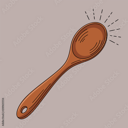 A wooden spoon vector illustration for culinary art and food preparation, perfect for kitchen design and cooking themes