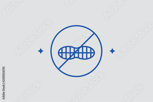No peanuts line icon for identifying nut-free zones and food allergy safety warnings. Essential vector illustration for food packaging labels and school cafeteria safety posters.