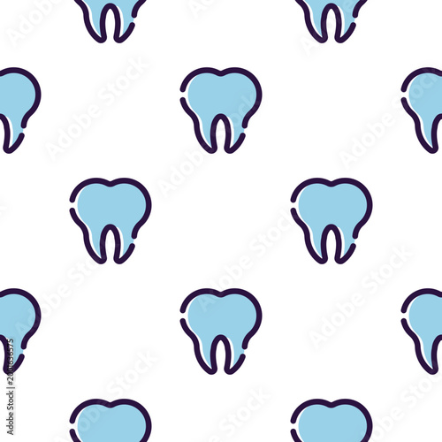 Seamless pattern of stylized dental teeth icons isolated on a transparent background