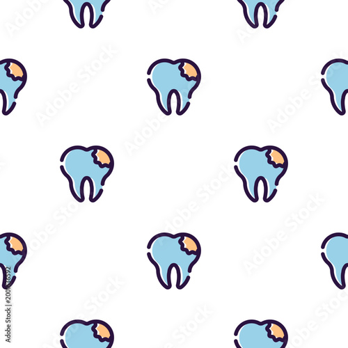 Simple dental tooth icon pattern isolated on transparent background for dental care concepts
