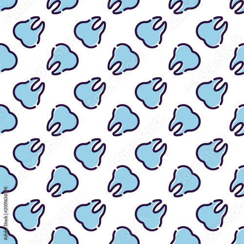 Seamless dental pattern of light blue teeth isolated on transparent background