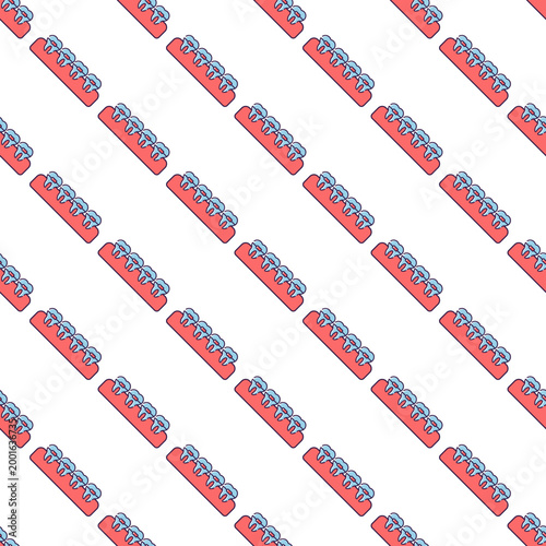 Seamless pattern of dental braces on a transparent background