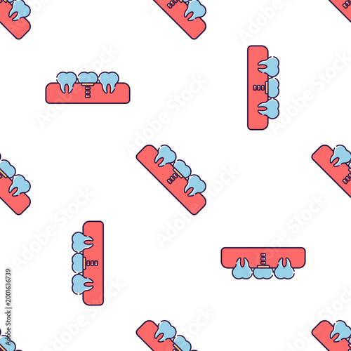 Seamless pattern of dental implants and teeth isolated on transparent background