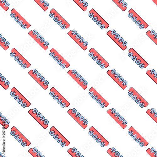 Seamless pattern of dental braces on transparent background