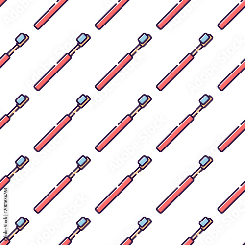 Dental toothbrush pattern isolated on transparent background for oral hygiene concepts