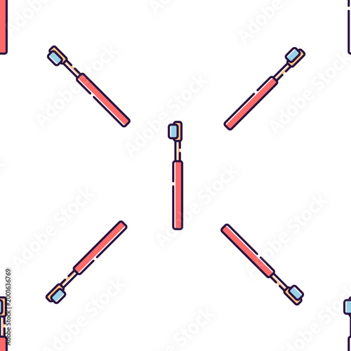 A repeating pattern of dental toothbrushes isolated on a transparent background for oral hygiene