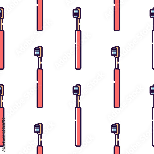 Seamless pattern of dental toothbrushes isolated on a transparent background