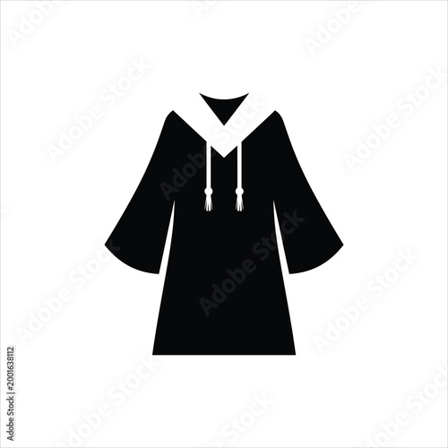 Academic graduation cap and gown with tassels isolated on white background
