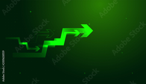 Green arrow leads the way, acting as a visual metaphor for long-term success. Every green element in this graphic is designed to showcase how a business can grow and achieve success