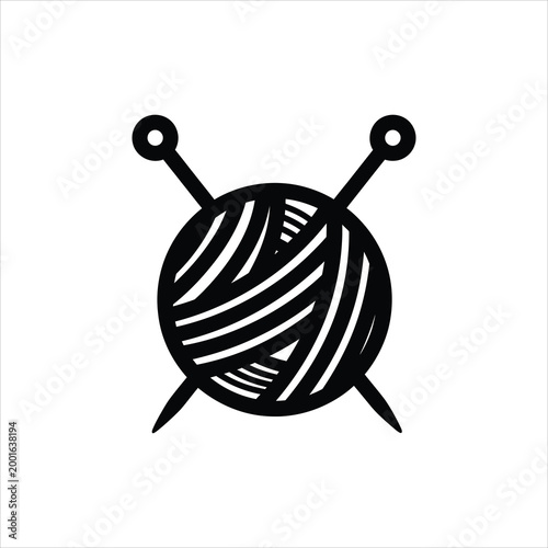 Ball of yarn with knitting needles graphic design Vector Illustration Isolated on white background