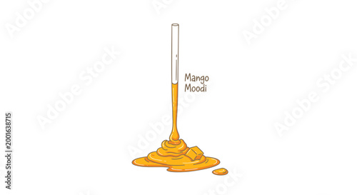Mango Mousse dessert, yellow food, vector illustration, sweet treat, creamy texture