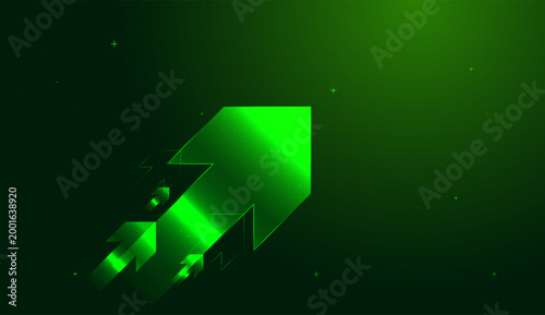 Professional finance charts utilize these green arrows to showcase a clear trajectory toward total success. and The vibrant green glow of the central arrow marks a steady rise